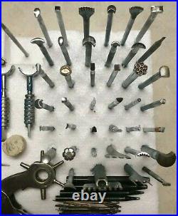 Large Vintage Lot Of Leather Stamps Punch Tools Craftool & Other Misc Tools USA