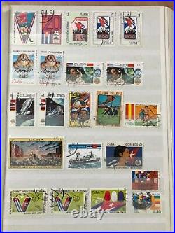 Large worldwide stamp collection flags Gb Russia China stamps 3 albums mint used