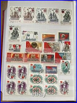 Large worldwide stamp collection flags Gb Russia China stamps 3 albums mint used