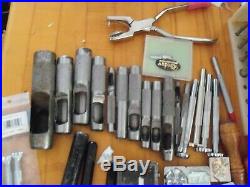 Leather working Tools large Lot hole puncher - Stamps + etc. Bonus