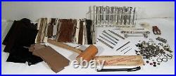 Leathercraft Tools Craftool Co. USA 23 Stamps + Stands + Leather Lot