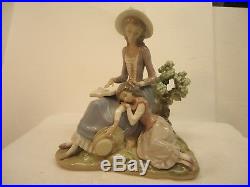Lladro Girl Sleeping While Mom Reads, double stamp, large 10 x 9 mint