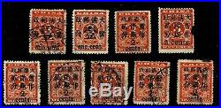 Lot 0f 9 China 1897 1 2 cent Red Revenue