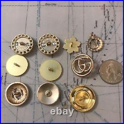 Lot 10 Chanel LV Gucci Buttons Zipper Pull Stamped Metal Pearl 17-24mm