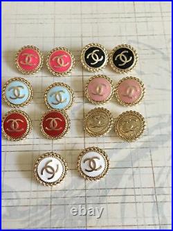 Lot 14 16mm 7color enamel gold tone Metal Stamped 10 Authentic Chanel button