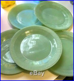 Lot Of 10 Vintage Fire King Jadite Jane Ray 9 1/8 Dinner Plates 3 Are Stamped