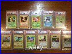 Lot Of 11 PSA 9 1st Edition Base Shadowless Pokemon Cards Incl 2 Grey Stamps