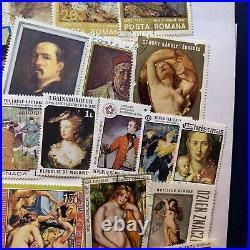 Lot Of 48 Different Paintings Stamps From Several Countries Includes Nudes
