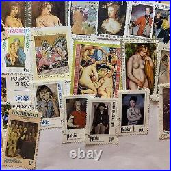 Lot Of 48 Different Paintings Stamps From Several Countries Includes Nudes