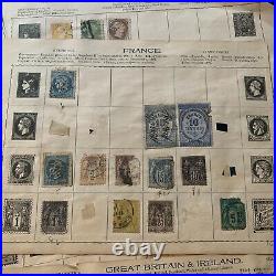 Lot Of Ww Stamps On Early Album Pages. Penny Reds, France, Austria & More