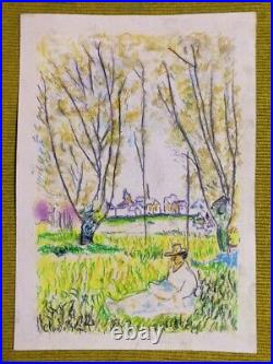 Lot of 14 CLAUDE MONET Drawing on paper (Handmade) signed and stamped art
