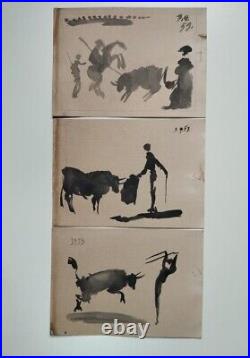 Lot of 6 PABLO PICASSO Drawing on paper (Handmade) signed and stamped vtg art