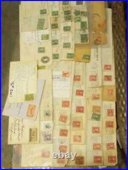 Lot of 60 antique U. S. Postage stamps on rare postcards 1900-1923