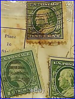 Lot of 60 antique U. S. Postage stamps on rare postcards 1900-1923