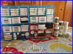 Lot of 79 CTMH Stampin Up Versamark Ink Pads Embossing Powders Lot w Storage