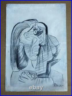 Lot of 8 PABLO PICASSO Drawing on paper (Handmade) signed and stamped vtg art