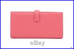 MINT Hermes Bi-fold thin Bearn Rose Alazee Chevre Long Wallet Phw STAMP A