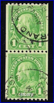 MOstamps US #604 Used Coil Pair Grade 95 with PSAG Cert -Lot #MO-4032 SMQ $200