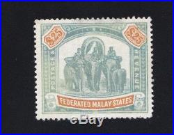 Malaya F. M. S. 1900 Sg# 26 Elephant $25 Fine Mint Lh. Wmk Crown CC Malaysia