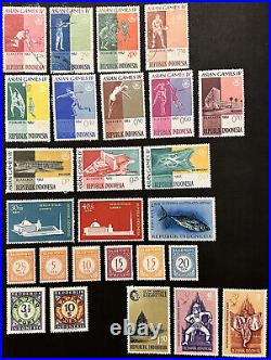 Mint Used Indonesia Stamp Lot, Ris Overprints, Olympics, Postage Due, Short Sets