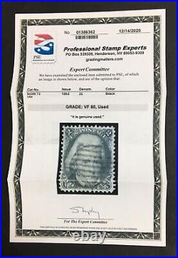 Momen Us Stamps #73 Used Pse Graded Cert Vf-80 Lot #90144