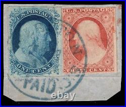 Momen Us Stamps #9, 11 Used On Piece Pf Cert Lot #88959