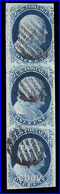 Momen Us Stamps #9 Strip Of 3 Pos. 58-78r1l Imperf Used Vf Lot #89938