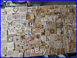 New & Used Huge Lot of 1000+ Wood Rubber Stamp Collection wooden