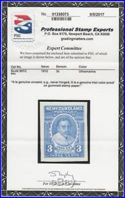 Newfoundland Stamp #89tc Trial Color Proof 1910 With Cert Mint