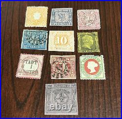 Old German Realm States Lot Stamps Bergedorf, Saxony, Bavaria, Hamburg Boten