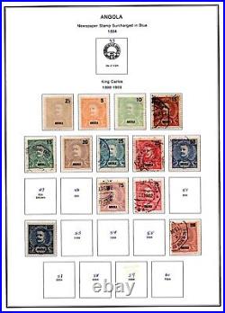 PORTUGAL ANGOLA 1886-1970's COLLECTION OF 600 STAMPS MINT & USED ON 60 PAGES