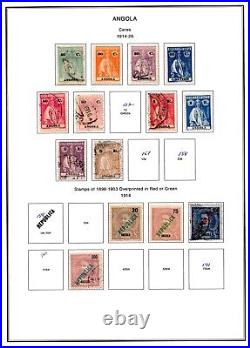 PORTUGAL ANGOLA 1886-1970's COLLECTION OF 600 STAMPS MINT & USED ON 60 PAGES