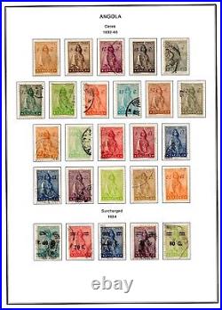 PORTUGAL ANGOLA 1886-1970's COLLECTION OF 600 STAMPS MINT & USED ON 60 PAGES