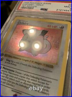 PSA 9 1st edition CLEFAIRY shadowless holo MINT Thick Stamp #5 FRESH Re-CASE