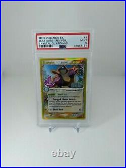 PSA 9 MINT Blastoise Reverse Foil EX Crystal Guardians #2 Stamped Pokemon 2006
