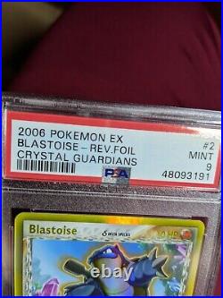 PSA 9 MINT Blastoise Reverse Foil EX Crystal Guardians #2 Stamped Pokemon 2006