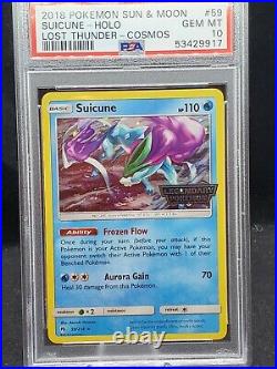 Pokemon card SM Lost Thunder Promo Stamped Suicune Holo 59/214 PSA 10 Gem Mint