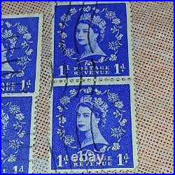 Postage Stamp Lot Great Britain Queen Elizabeth II Ultramarine 1p