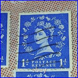 Postage Stamp Lot Great Britain Queen Elizabeth II Ultramarine 1p