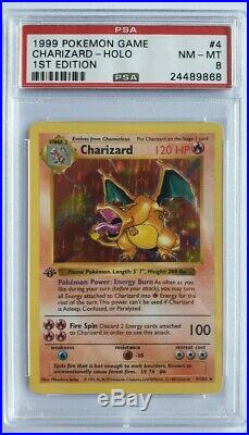 Psa 8 1st Edition Shadowless Charizard Thick Stamp Base Set 4/102 9 10 Nm-mint