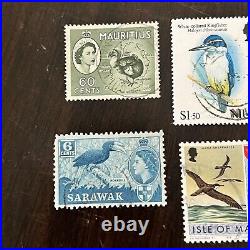 Queen Elizabeth II Lot Of 9 Different Bird Mint Used Stamps From 5 Ww Countries