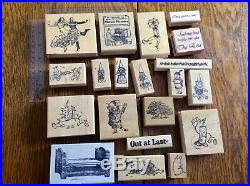 RUBBER STAMP LOT. All Wood Mounted. Many Rare, Unique, One-of-a-Kind. 75 stamps