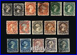 Rare Stamps Canada #21-#30 1868-76 Large Queen Heads Nice Used Lot 16 items