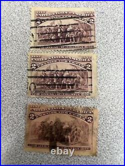 Rare vintage 2 cent stamp landing of Columbus lot of 3