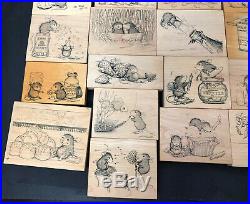 Retired Vtg 1997 House Mouse Rubber Stamp Lot of 21 Stampa Rosa