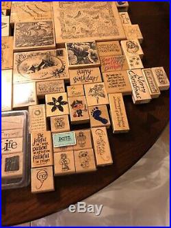 Rubber Stamps With Wood Mounts Huge Lot Of 180 Crafts Scrapbooking
