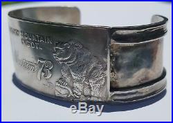 SALE! Vintage Smoky Mountain Ingot 1973 Cuff Bracelet Bear Mint Stamp 999 Silver