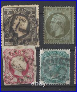 SCARCE 1800's WW STAMPS LOT MANY COUNTRIES PORTUGAL, EAST INDIA, HAMBURG, SIAM