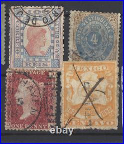 SCARCE 1800's WW STAMPS LOT MANY COUNTRIES PORTUGAL, EAST INDIA, HAMBURG, SIAM