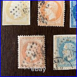 SCARCE SELECTION 1860's 1870's FRANCE LOT OF 11 CERES AND NAPOLEON STAMPS